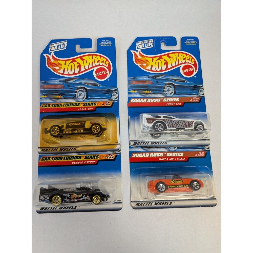 VTG Hot Wheels Lot Of 4 Cars Sugar Rush Cartoon Friends Series Funny Hershey